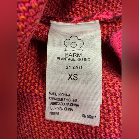 Farm Rio Cutout Intarsia Knit EUC Floral Turtle Neck Pink/Orange/Red Size XS - Picture 10 of 12